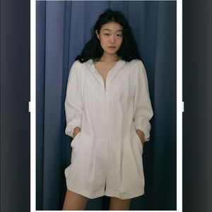 Korea OVERDUEFAIR white overall pants dress Summer (RECTO, frankies shop, COS)